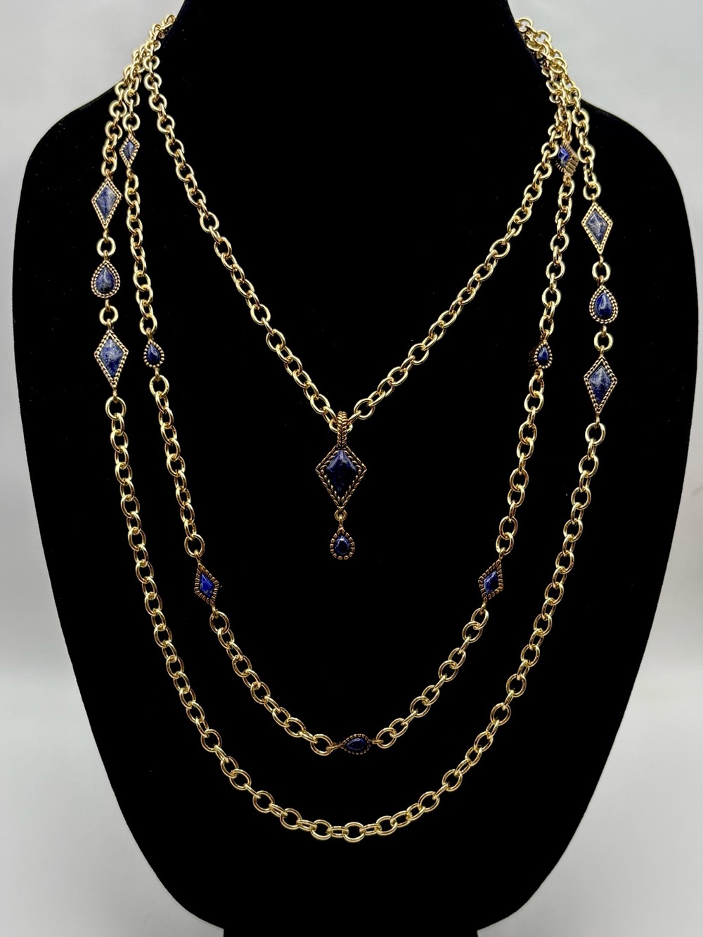 Studio Barse Natural Lapis Lazuli Layered Southwestern Style Necklace
